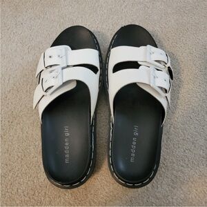 Madden girl white platform slide sandals
